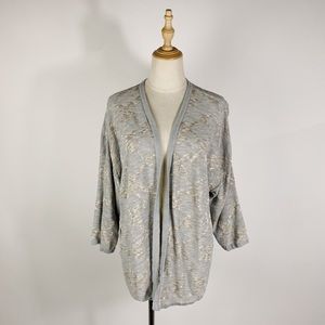 J. JILL Kimono Half Sleeve Gray Cream Cardigan Womens XL